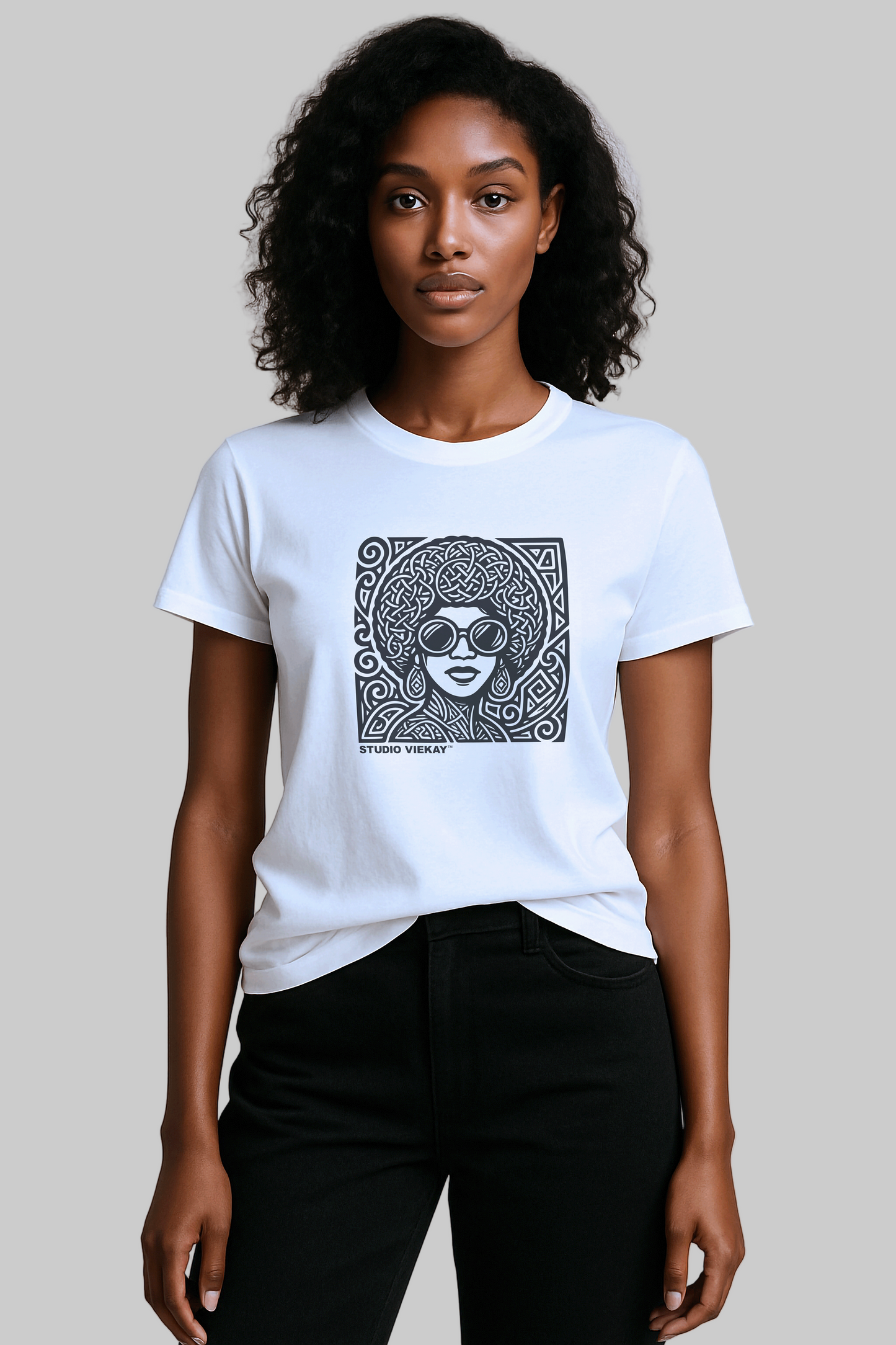 Retro Icon black and white graphic t-shirt by Studio VieKay
