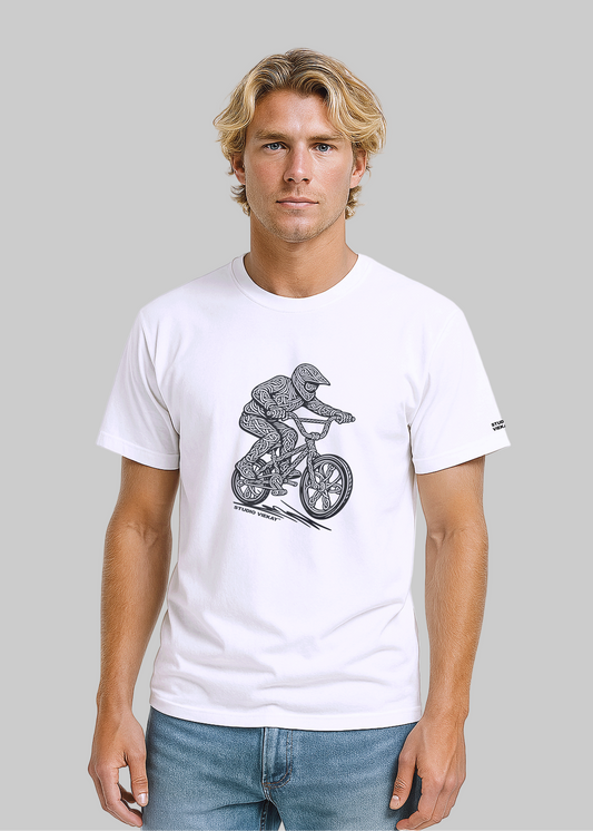 Men’s BMX bike black and white graphic t-shirt by Studio VieKay