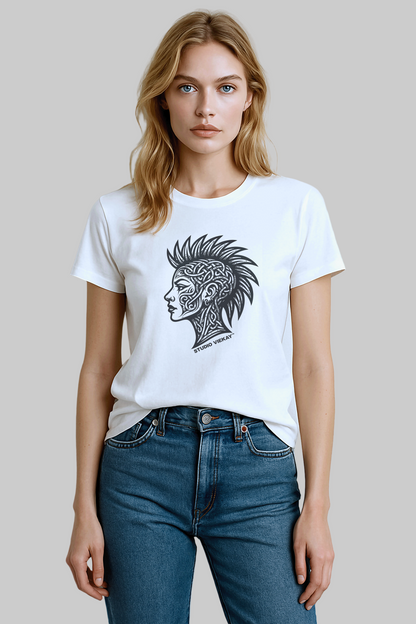 Punk head black and white graphic t-shirt by Studio VieKay