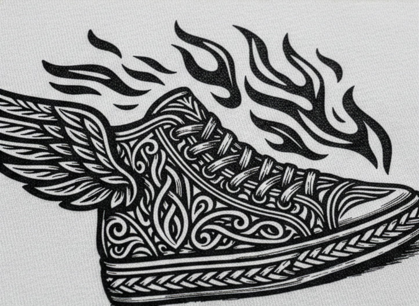 Flaming Sneaker Engraved Art Standard Tee