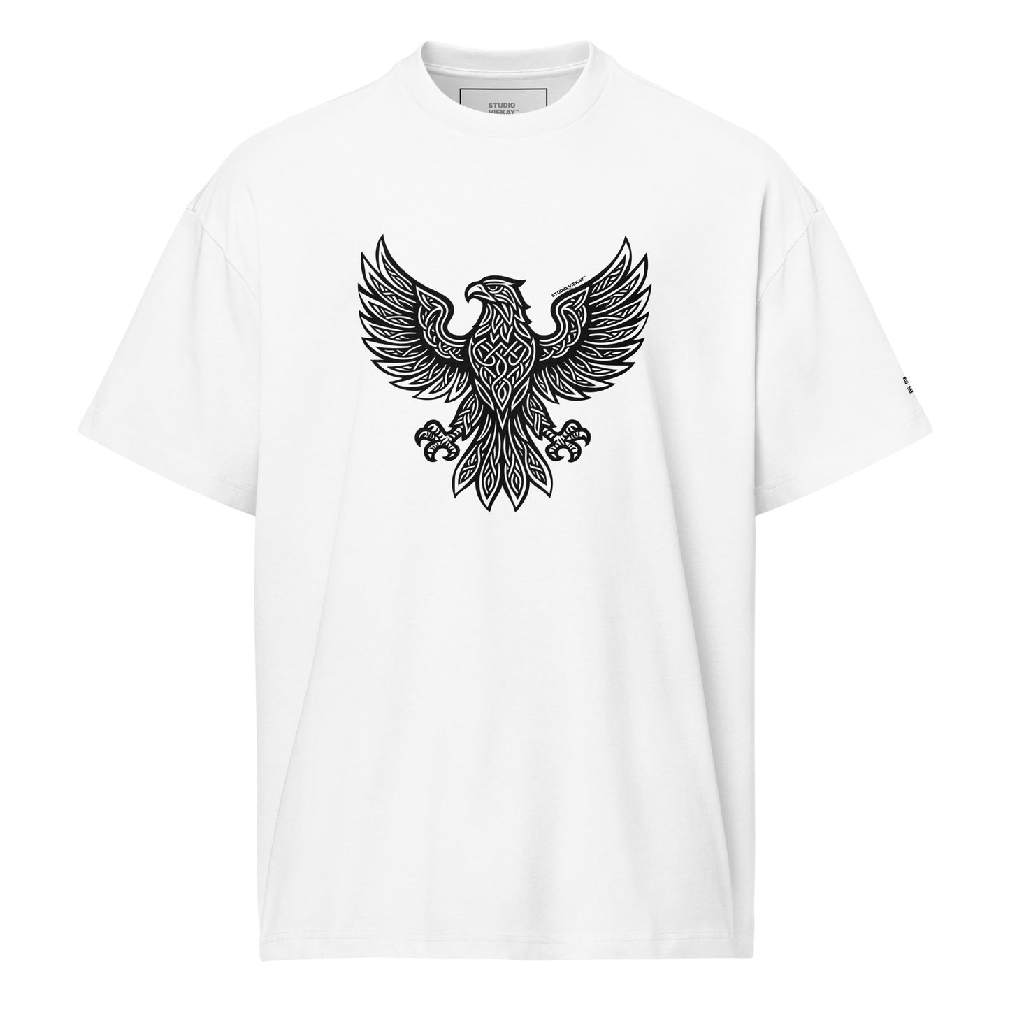 Studio Viekay Eagle Engraved Art Box Tee front view with carved eagle artwork