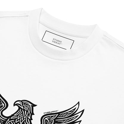 Studio Viekay Eagle Engraved Art Box Tee close up of carved black and white artwork